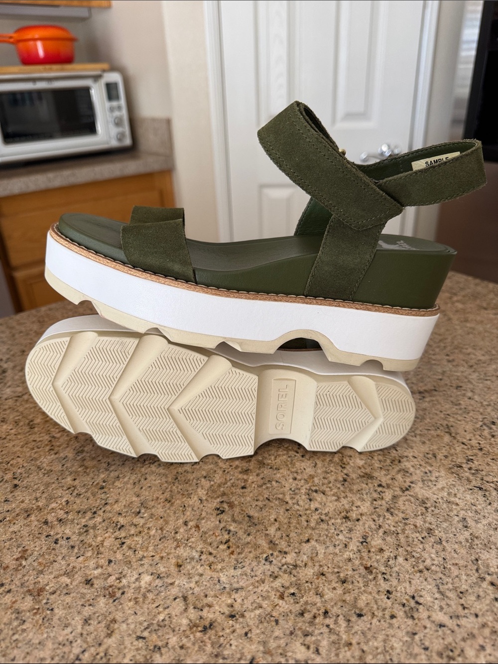 Sorel Olive Green Suede Platform Slingback Sandals NEW no box - Picture 8 of 9